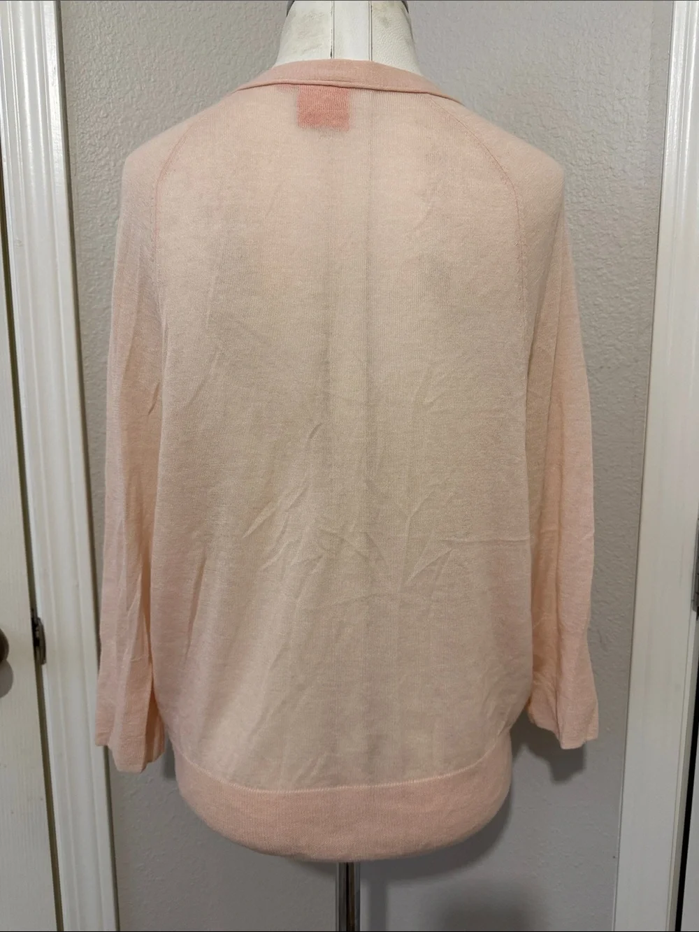 Tory Burch Cashmere Light Pink V-Neck Button Front Cardigan 3/4 Sleeves